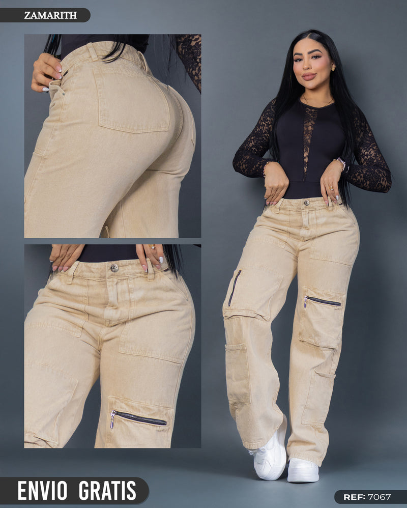 Jeans Sahara ☀️ – Cargo bota ancha en denim beige ref 7067