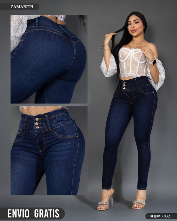 jeans 3 botones tono oscuro ref 7102